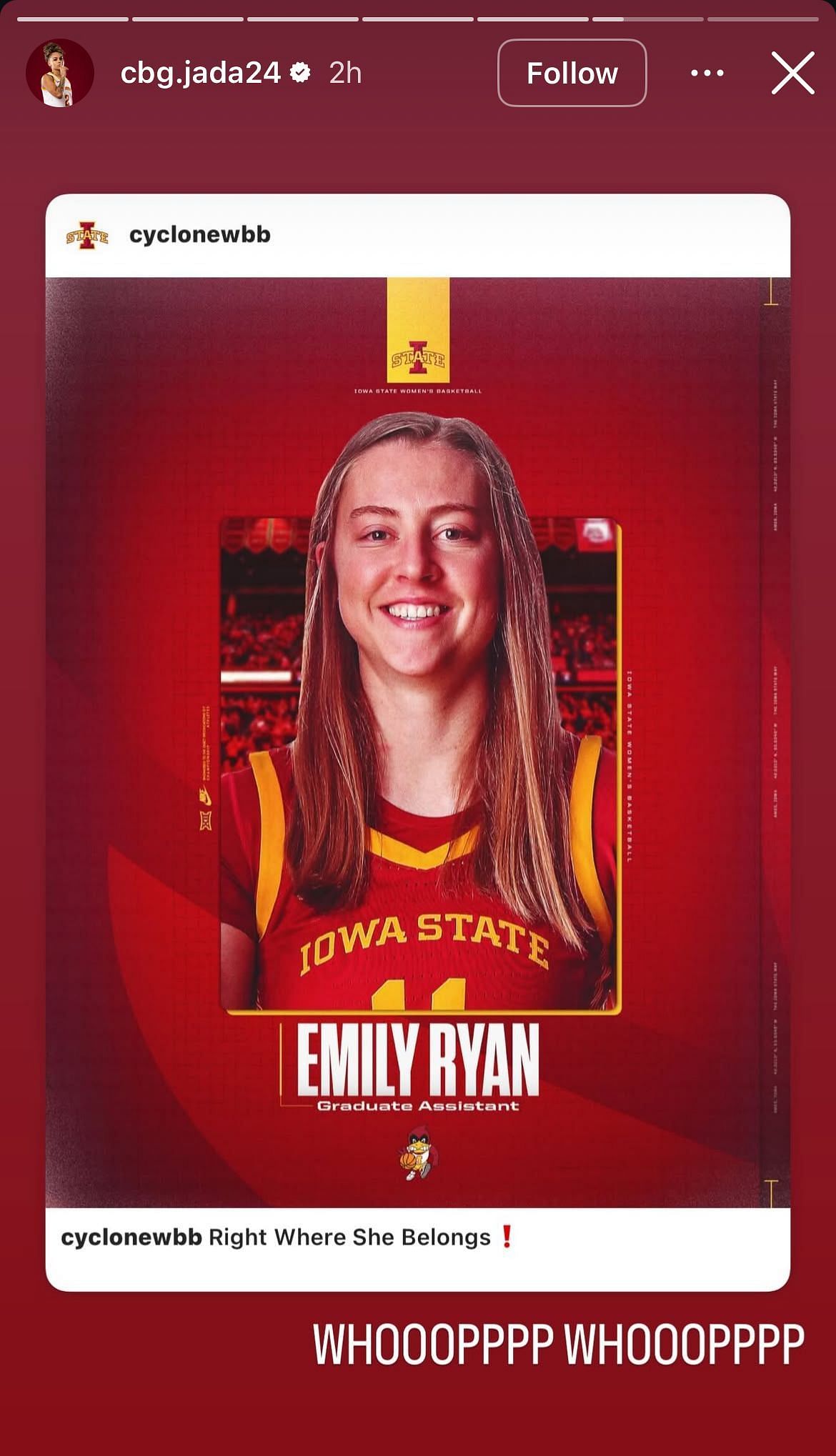 Jada Williams expresses excitement about Emily Ryan's new role